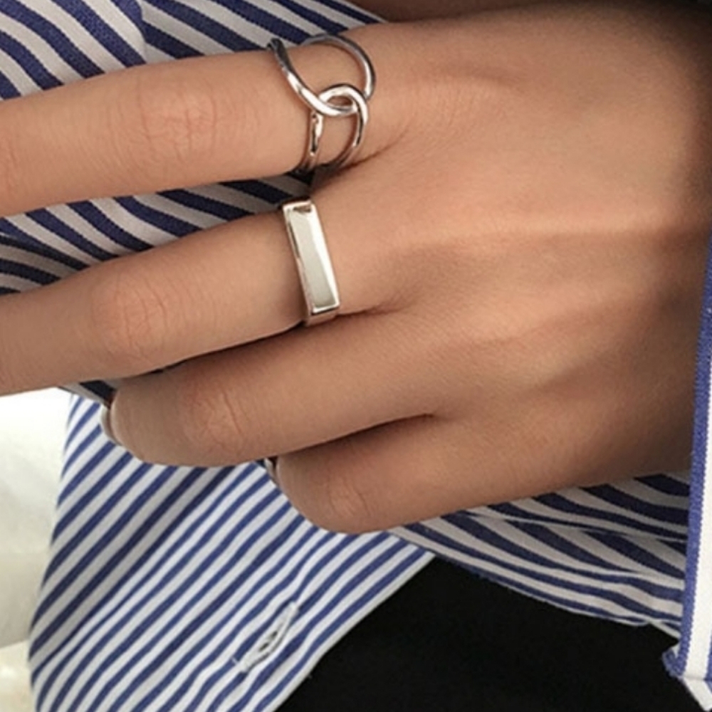 NEW‎ 925 Sterling Silver Handmade Knot Minimalist Geometric Band Ring